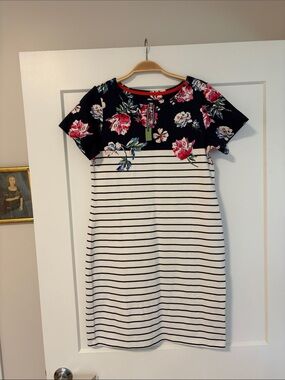 Joules Navy Floral Trimmed Dress with Pink Accents . NWT